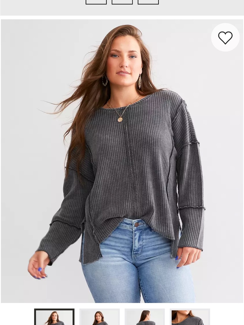 BKE Washed black Waffle-Knit oversized thermal